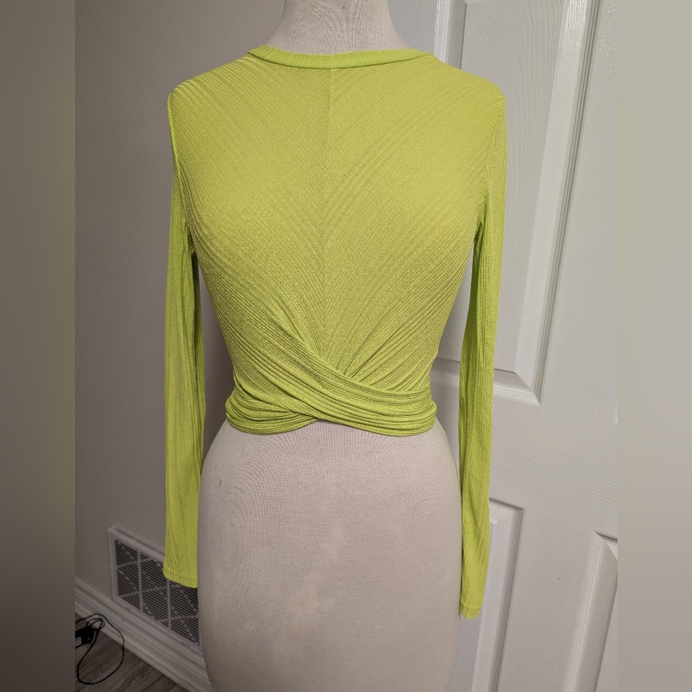 H&M Lime Green Long Sleeve Wrap Blouse